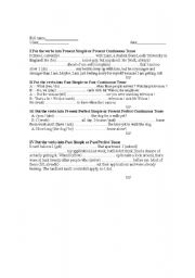 English Worksheet: mixed tenses