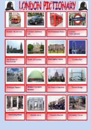 English Worksheet: London pictionary and written practice of the names of the attractions