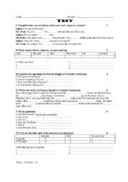 English worksheet: Tenses - test