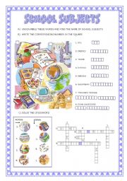 English Worksheet: SCHOOL SUBJECTS