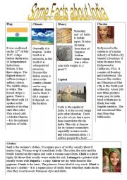 English Worksheet: Some facts about India