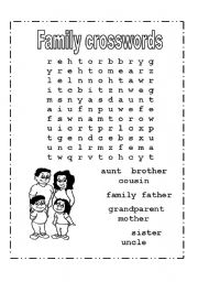 English Worksheet: Family cross words