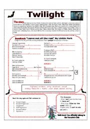 English Worksheet: TWILIGHT - STORY AND SOUNDTRACK 