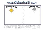 English Worksheet: Which clothes should I wear?