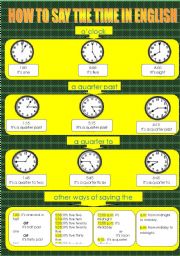 English Worksheet: how to say the time in English