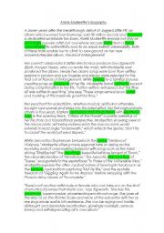 English Worksheet: Text Comprehension - Singers biography