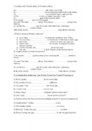 English Worksheet: present simple - continuous