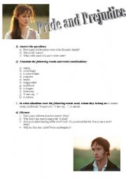 English Worksheet: pride and prejudice