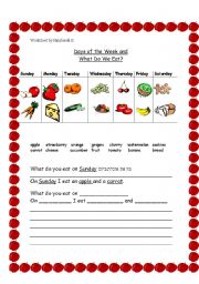 English Worksheet: What do we eat and when?