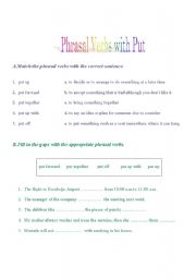 English Worksheet: phrasal verbs 