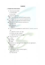 English worksheet: Numbers