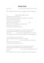 English Worksheet: DANCING QUEEN