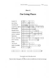 English worksheet: Places, Double Puzzle. Where are you going?