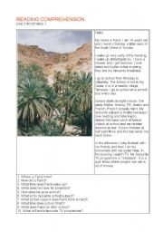 English Worksheet: reading daily routines in tunisia