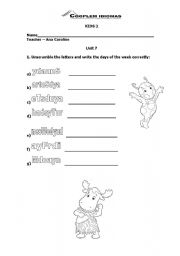 English worksheet: Days of the week