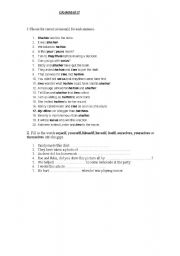 English worksheet:  reflexive and possessive adjectives