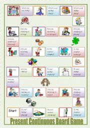 English Worksheet: Present Continuous Board Game