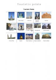 English worksheet: Touristic points