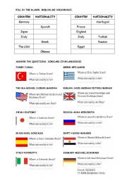 English Worksheet: countries with flags