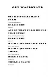 English worksheet: Old Macdonald