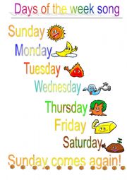 English Worksheet: Days of the week song