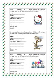 English Worksheet: BIRTHDAY INVITATIONS