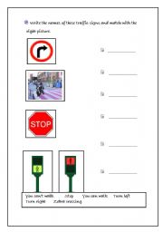 English worksheet: traffic signals