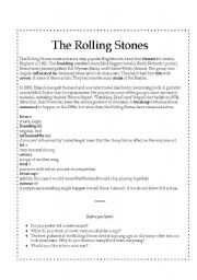 English worksheet: The Rolling Stones - Comprehension, Speaking and Listening