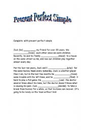 English worksheet: present perfect simple