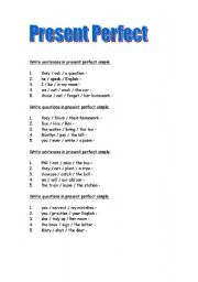 English worksheet: present perfect