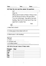 English worksheet: Invitation+letter+past tense