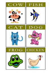 English Worksheet: Animals 1 and 2 Flash-cards