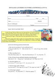 English Worksheet: Reading comprehension paper for N.E.E. students