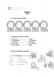 English Worksheet: BACKPACK 3 (test unit 1)