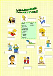 English Worksheet: Learning adjetives with the Simpsons