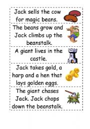 English Worksheet: Jack and the beanstalk story word order