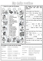 English Worksheet: my daily routine