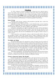 English Worksheet: Cloning