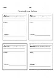 English Worksheet: Vocabulary Graphic Organizer
