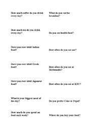 English worksheet: Conversation Questions on Food and Drink
