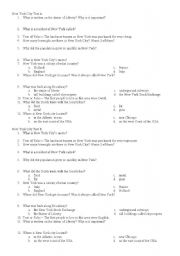 English Worksheet: New York City Test 