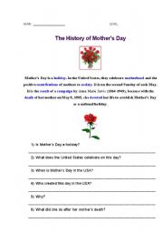 THE HISTORY OF MOTHERS DAY