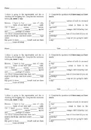 English Worksheet: some, any, how much, how many