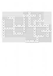 English worksheet: Clothes crossword