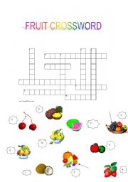 English worksheet: fruit crosswords