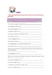 English worksheet: THE FAMILY