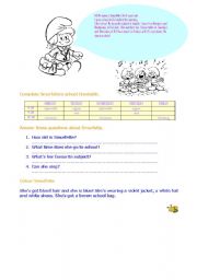 English worksheet: Smurfette timetable