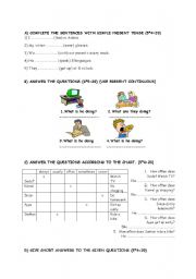 English worksheet: present continuous