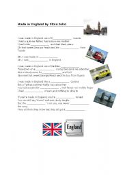 English worksheet: song made in England