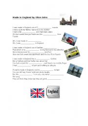 English Worksheet: song made in England